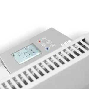 Radiateur électrique à inertie fonte 1000 W HJM Spring II horizontal blanc panneau de controle