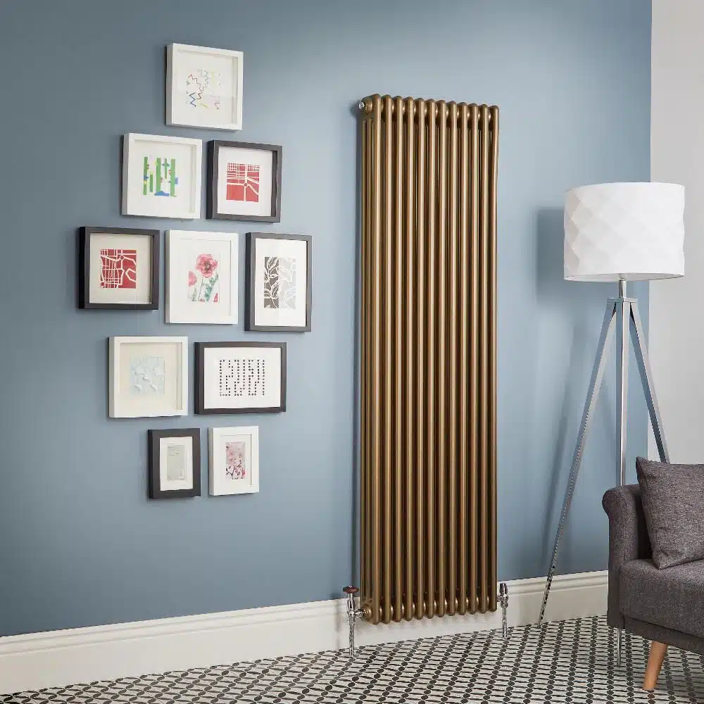 Radiateur à eau chaude 3 rangs bronze métallisé